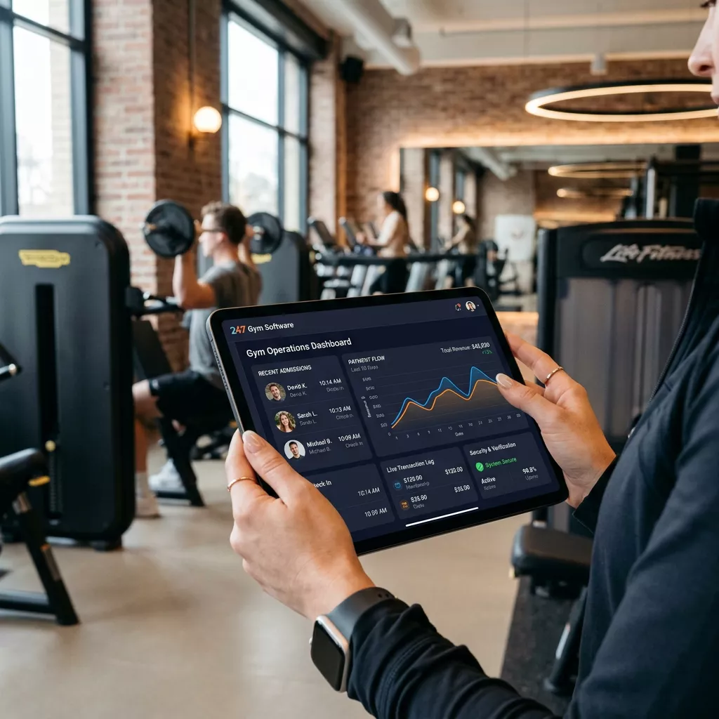 247 Gym Software Premium Administrative Tablet Dashboard Mockup