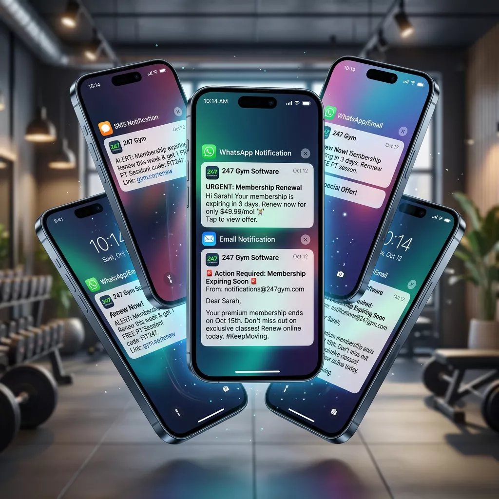 Omni-Channel Member Alerts via WhatsApp and SMS in 247 Gym Software